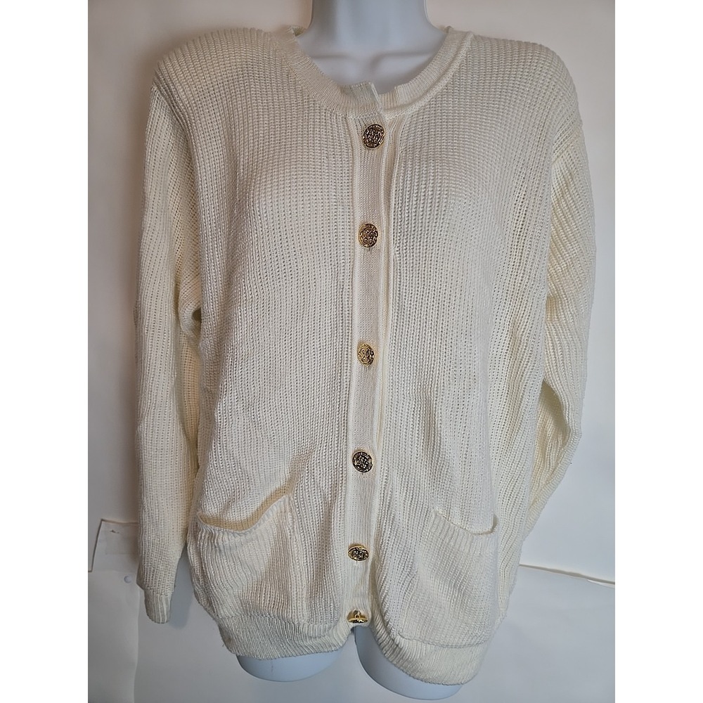 Vintage Y2k Lindsey Blake Women's Cardigan Sweater L/s Ivory Sz  Sm Cottagecore